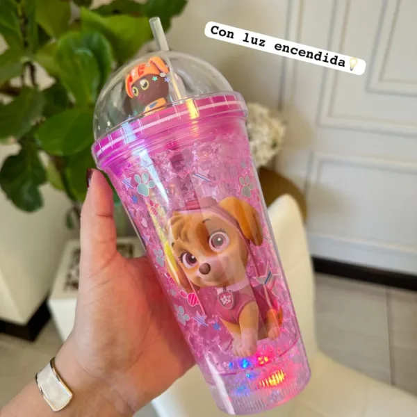 Vaso Luminoso Paw Patrol con Pitillo y Escarcha LED - Imagen 3