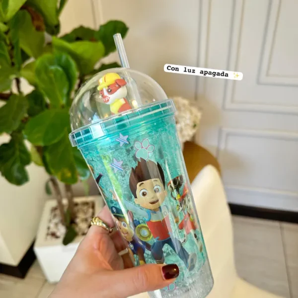 Vaso Luminoso Paw Patrol con Pitillo y Escarcha LED - Imagen 2